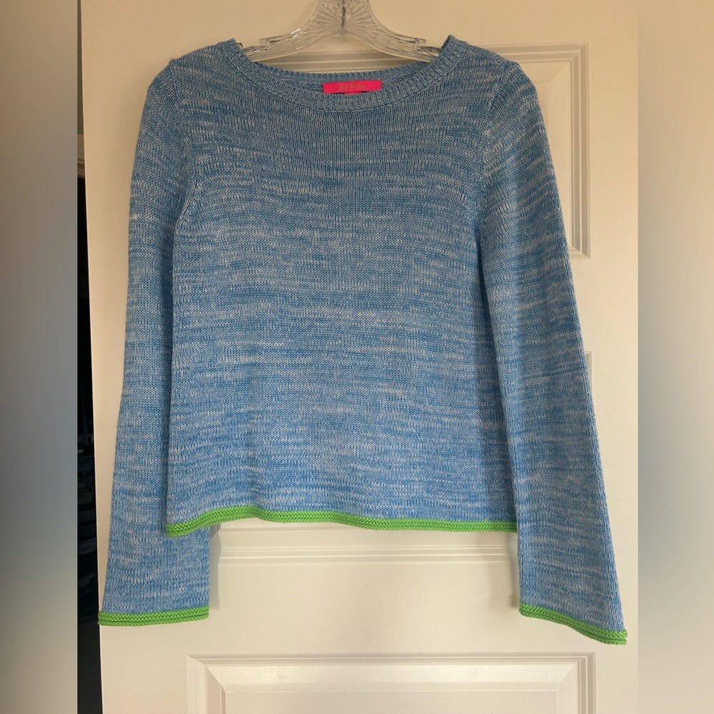 Lilly Pulitzer Sky Blue Sweater with Lime Accents